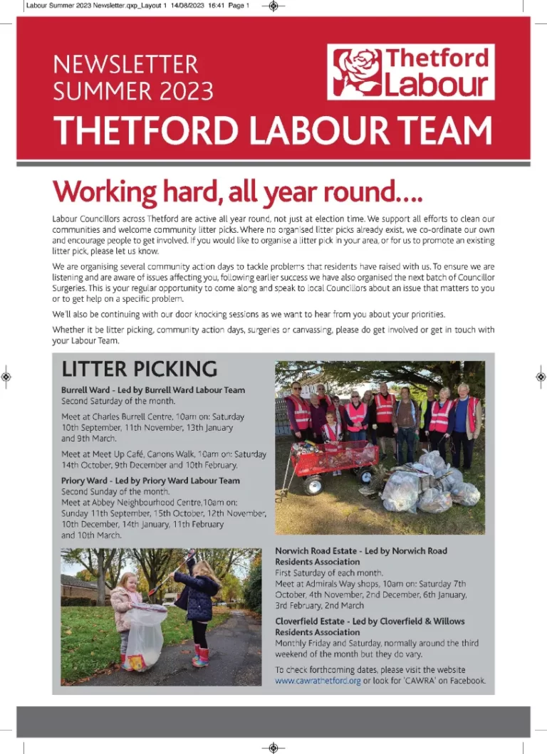Thetford Labour Newsletter